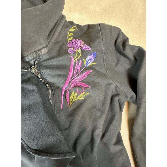 ANTHROPOLOGIE Antoinette C Embroidered Waterfall Frill Front Zip Small Jacket - Picture 6 of 14